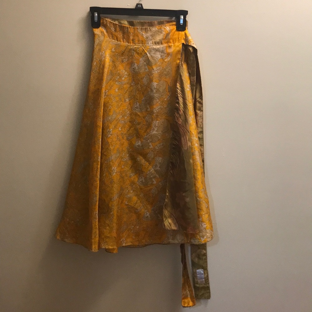 Multi layer reversible silk wrap skirt